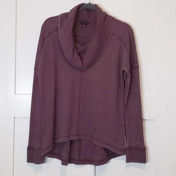 Lucky Brand Pullover Sweat Shirt Hi Low Fading Purple Wine Small Cowl Ne… - Picture 1 of 12